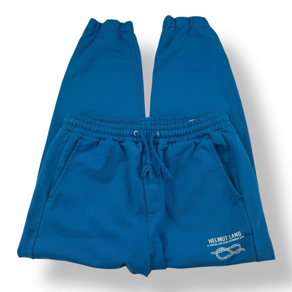 Helmut Lang Men's Sz Large Blue Cuffed Sweatpants "A Visual Aid for Summer 2022"